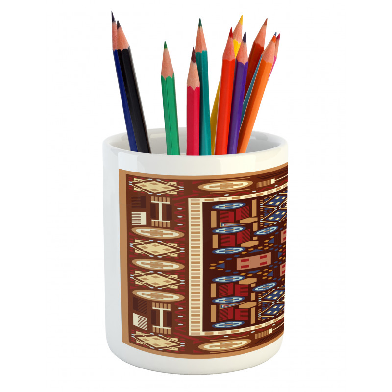 Oriental Rhombus Design Pencil Pen Holder