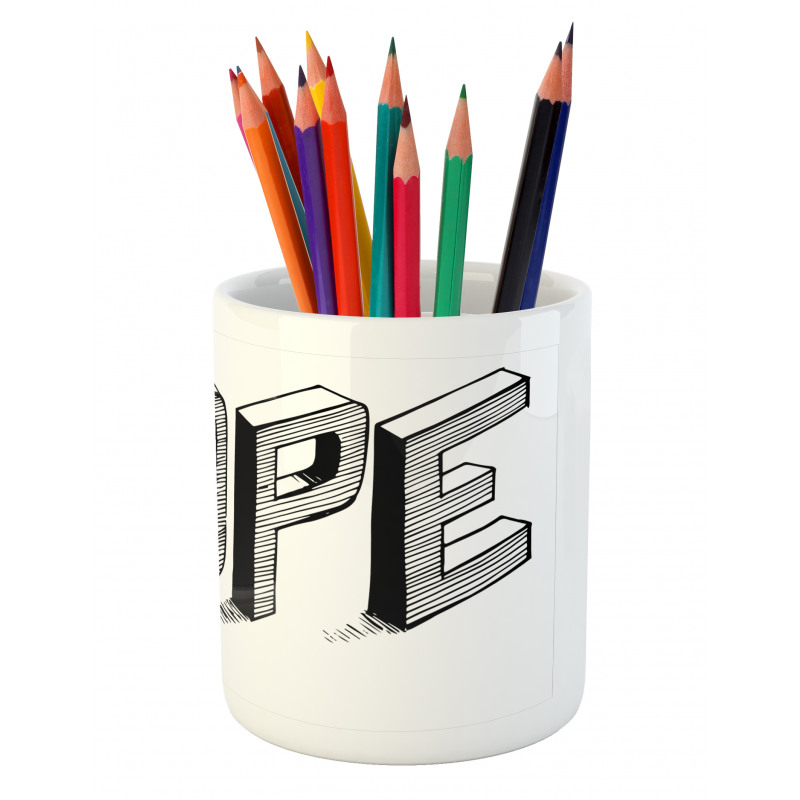 Sketch Letters with Lines Pencil Pen Holder