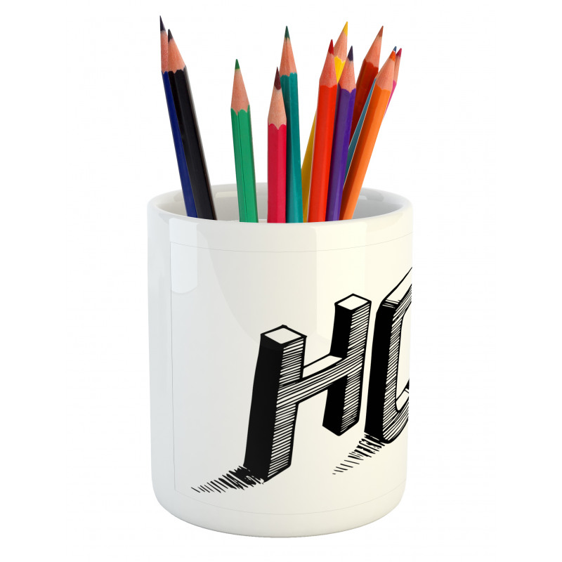 Sketch Letters with Lines Pencil Pen Holder