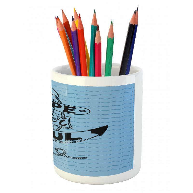 Anchor in the Wavy Ocean Pencil Pen Holder