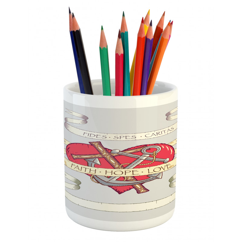 Anchor on Heart Motif Pencil Pen Holder