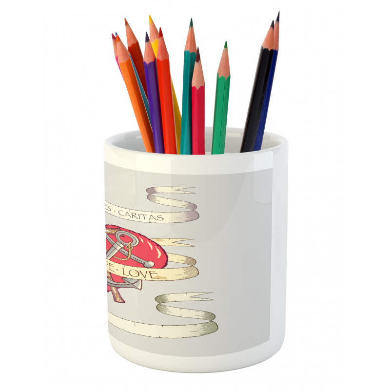 Anchor on Heart Motif Pencil Pen Holder