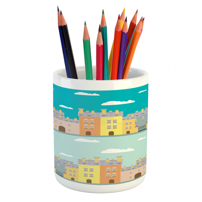 Colorful Cartoon Town Pencil Pen Holder