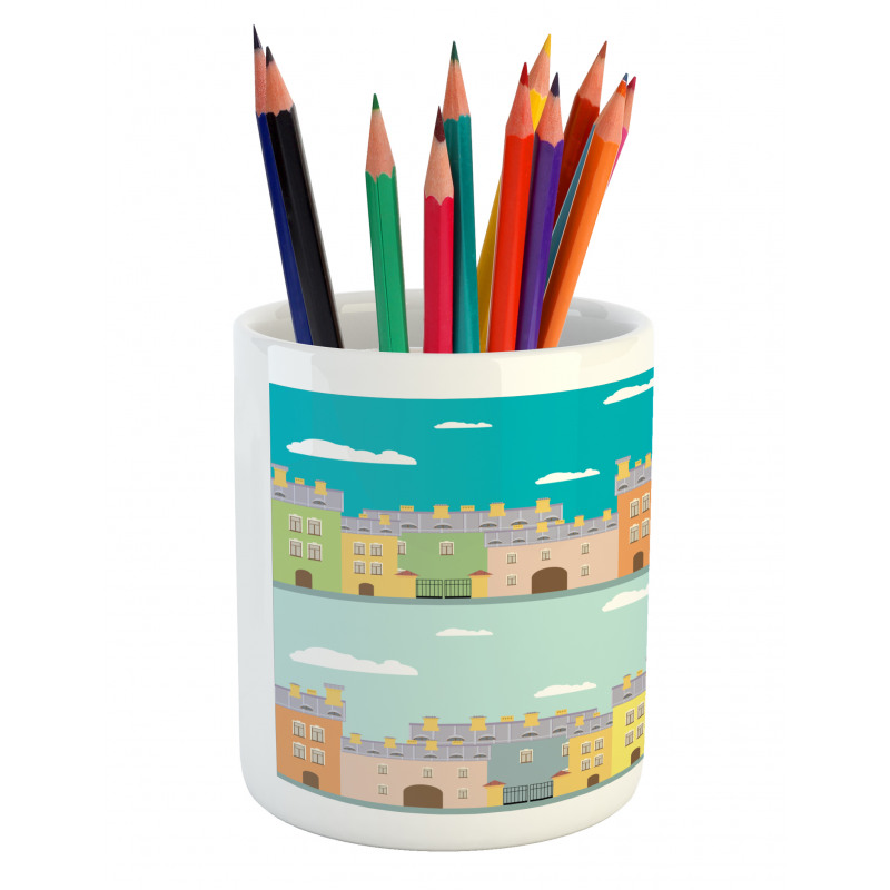 Colorful Cartoon Town Pencil Pen Holder