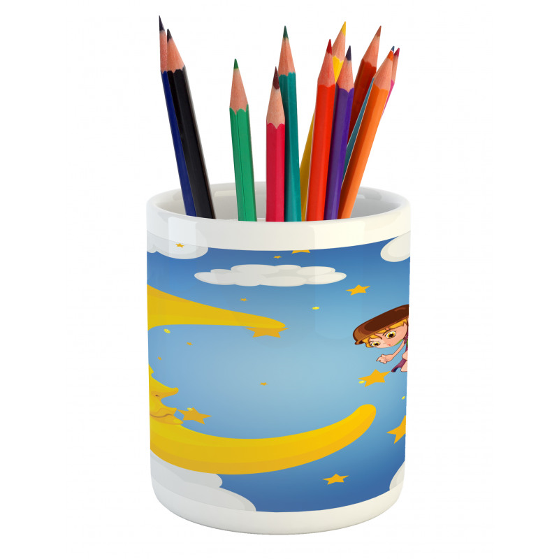 Cartoon Girl Flying Pencil Pen Holder