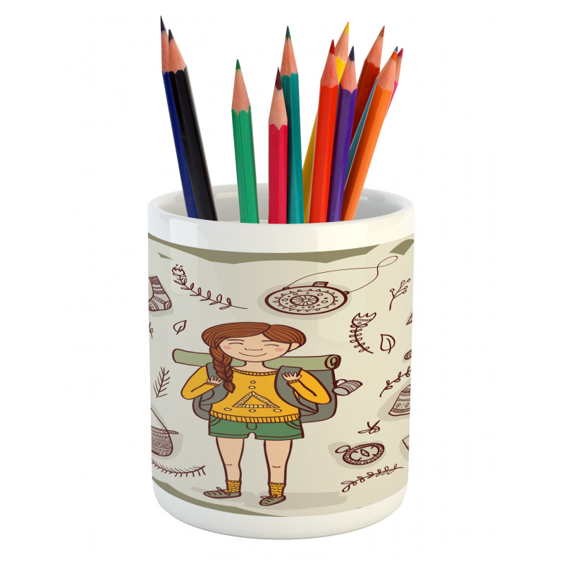 Hiker Girl Backpack Pencil Pen Holder