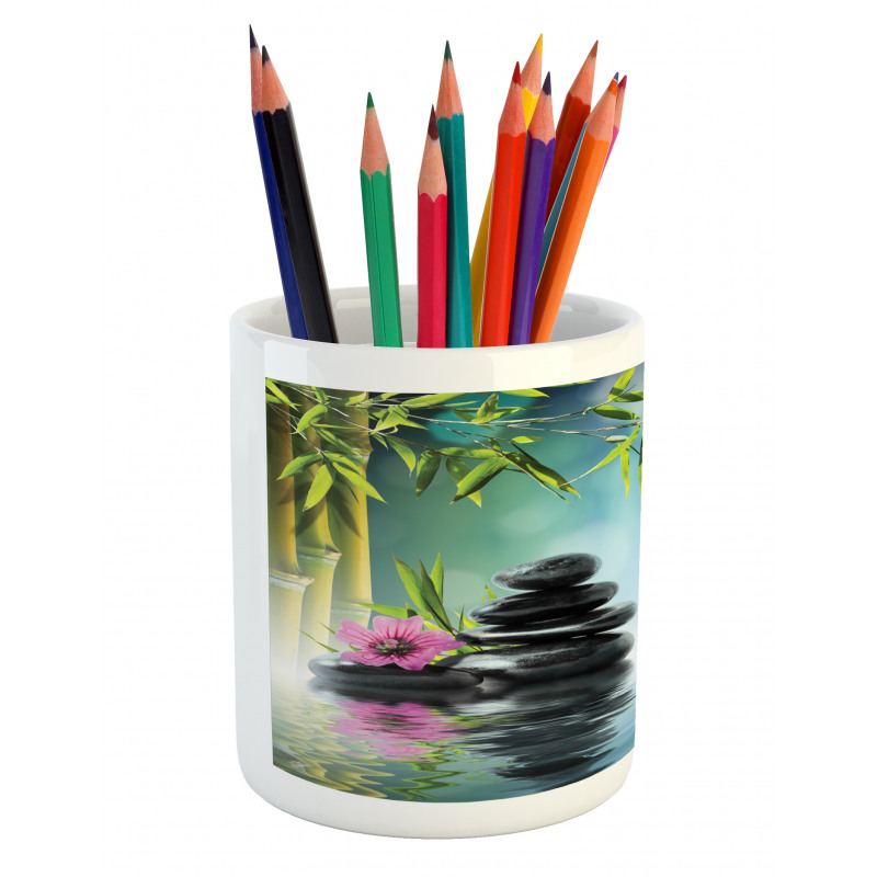 Flower Spa Stones Pencil Pen Holder