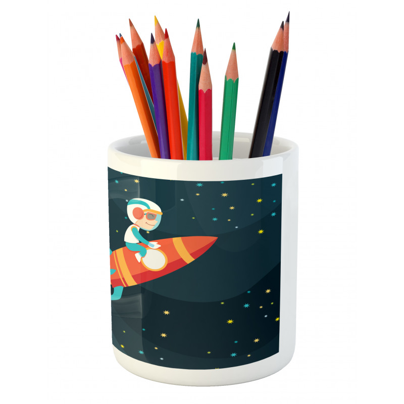 Boy on a Rocket Adventure Pencil Pen Holder