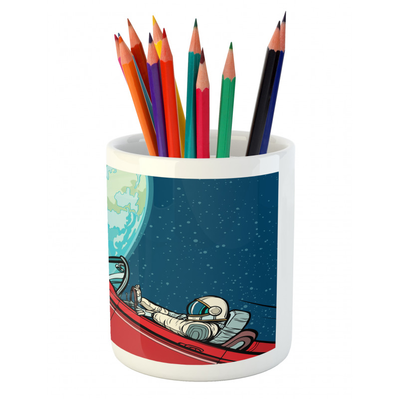 Cosmonaut in a Car Pencil Pen Holder