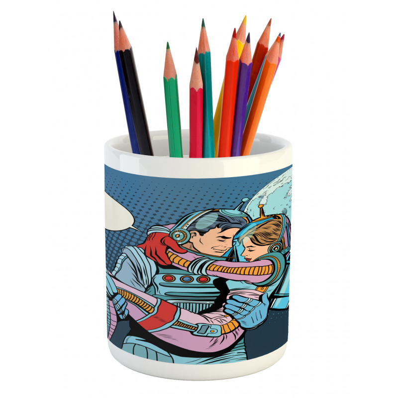 Astronaut Couple Love Pencil Pen Holder