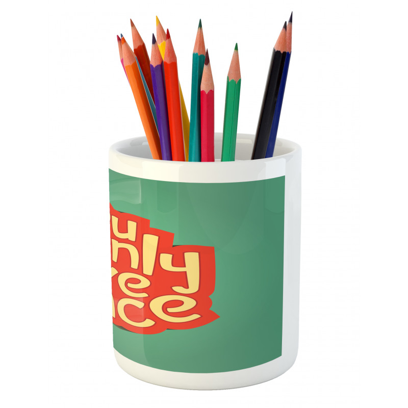 Retro Inspirational Words Pencil Pen Holder