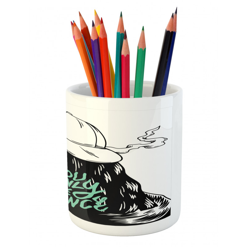 Girl with a Backwards Hat Pencil Pen Holder