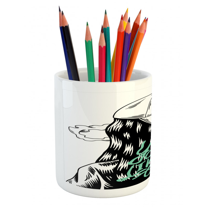 Girl with a Backwards Hat Pencil Pen Holder