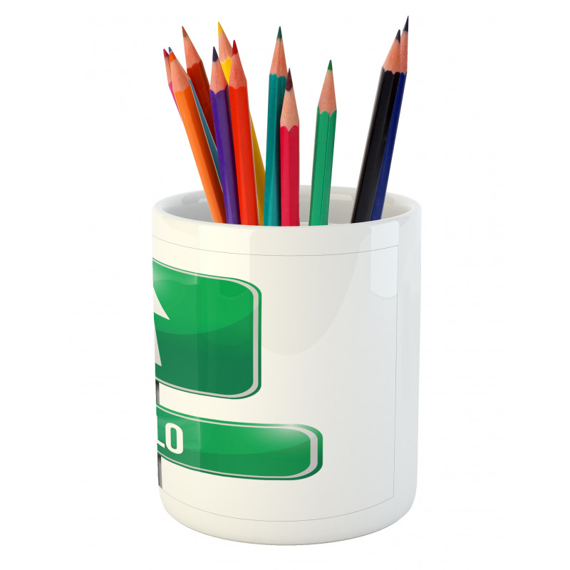 Road Sign Pointing Forward Pencil Pen Holder