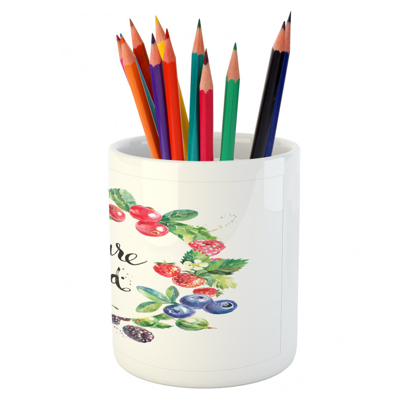 Watercolor Style Berries Pencil Pen Holder