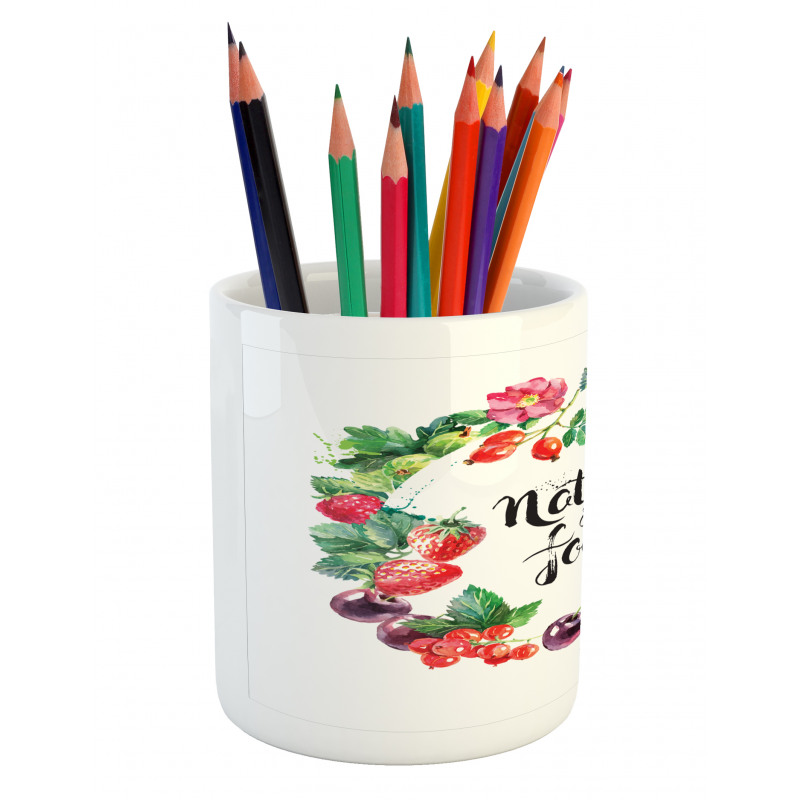 Watercolor Style Berries Pencil Pen Holder