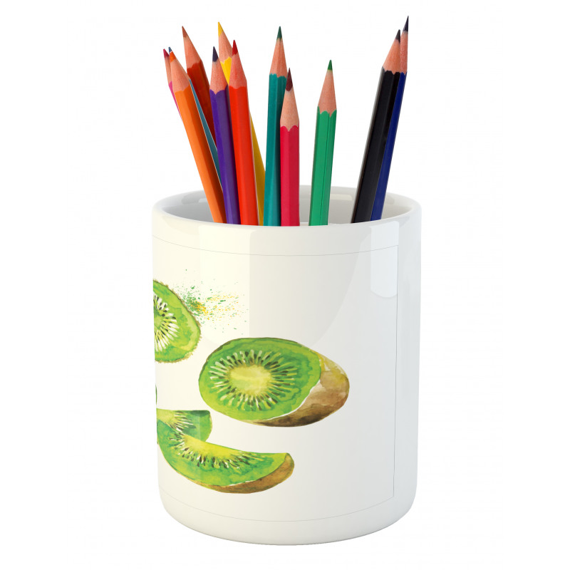 Exotic Vegan Kiwi Pattern Pencil Pen Holder