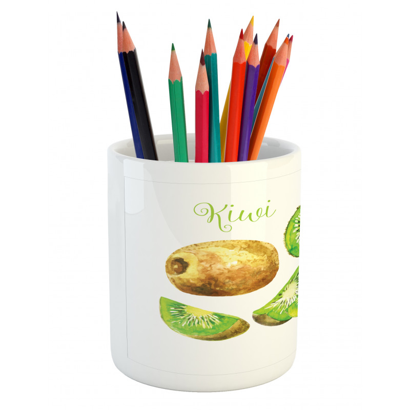 Exotic Vegan Kiwi Pattern Pencil Pen Holder