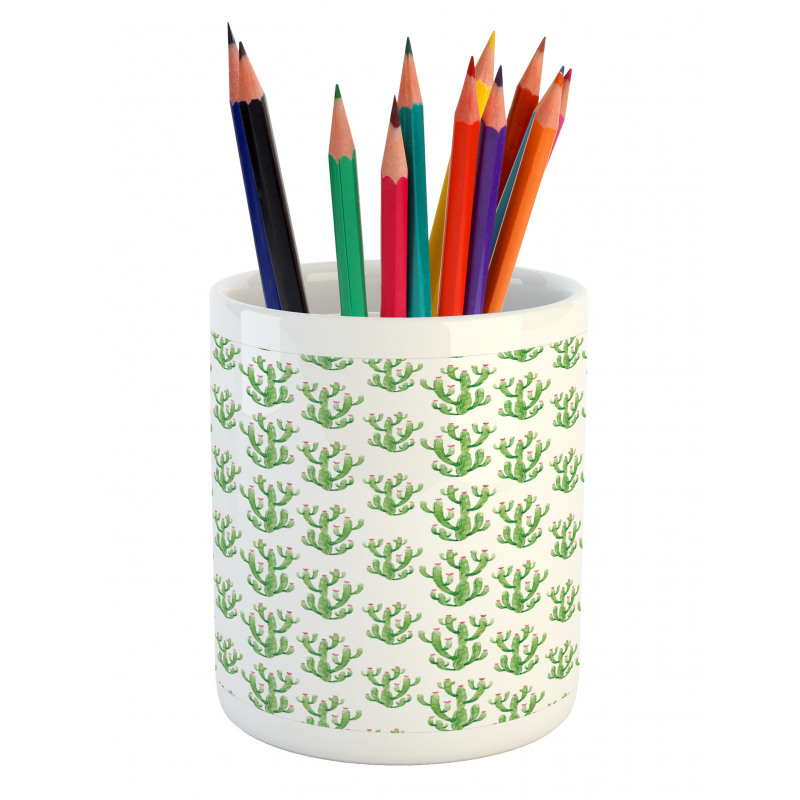 Watercolor Cactus Plant Pencil Pen Holder