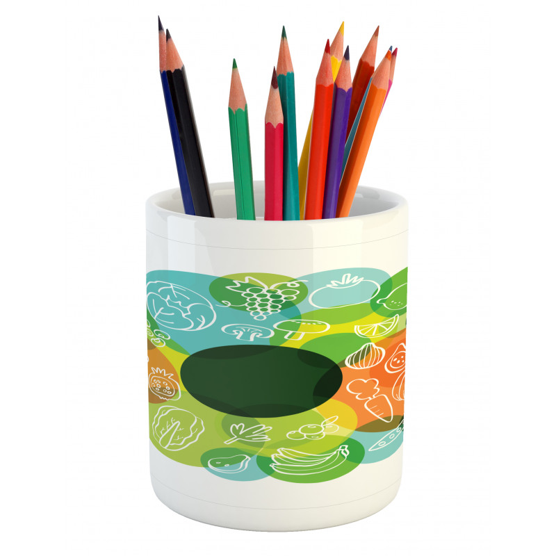 Doodle Vegan Pattern Pencil Pen Holder