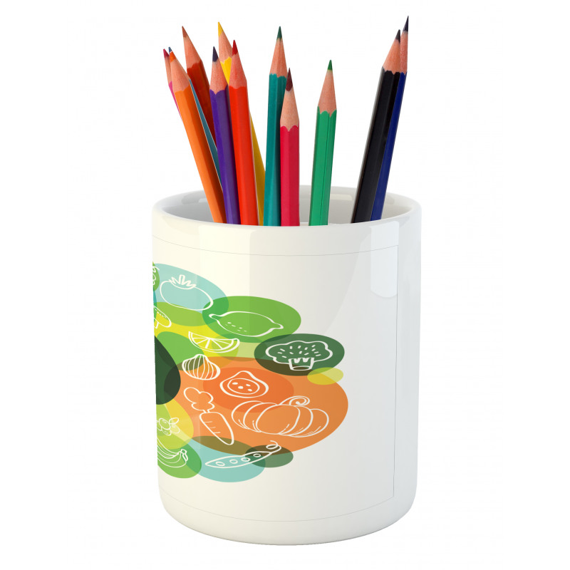 Doodle Vegan Pattern Pencil Pen Holder