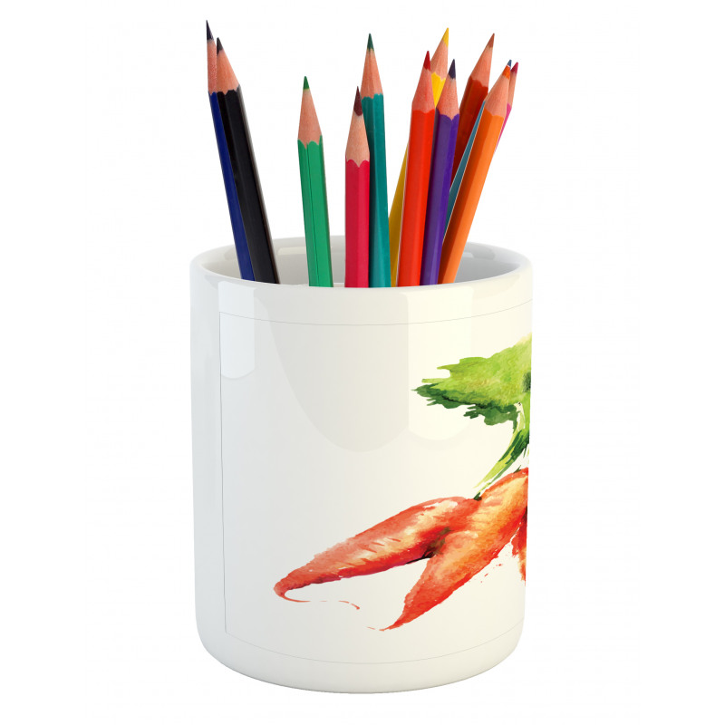 Watercolor Carrot Pencil Pen Holder