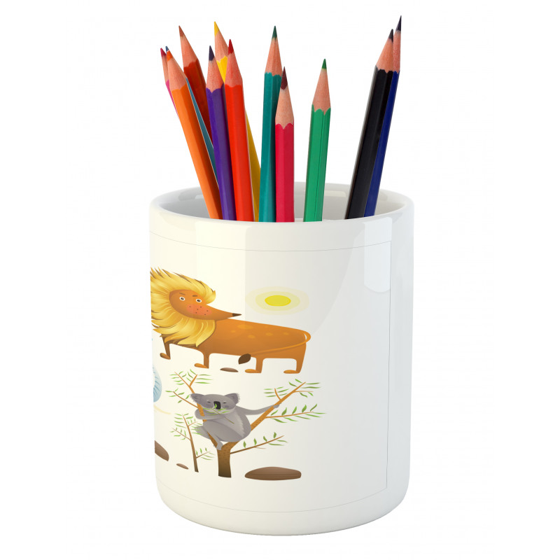 Lion Elephant Raccoon Pencil Pen Holder