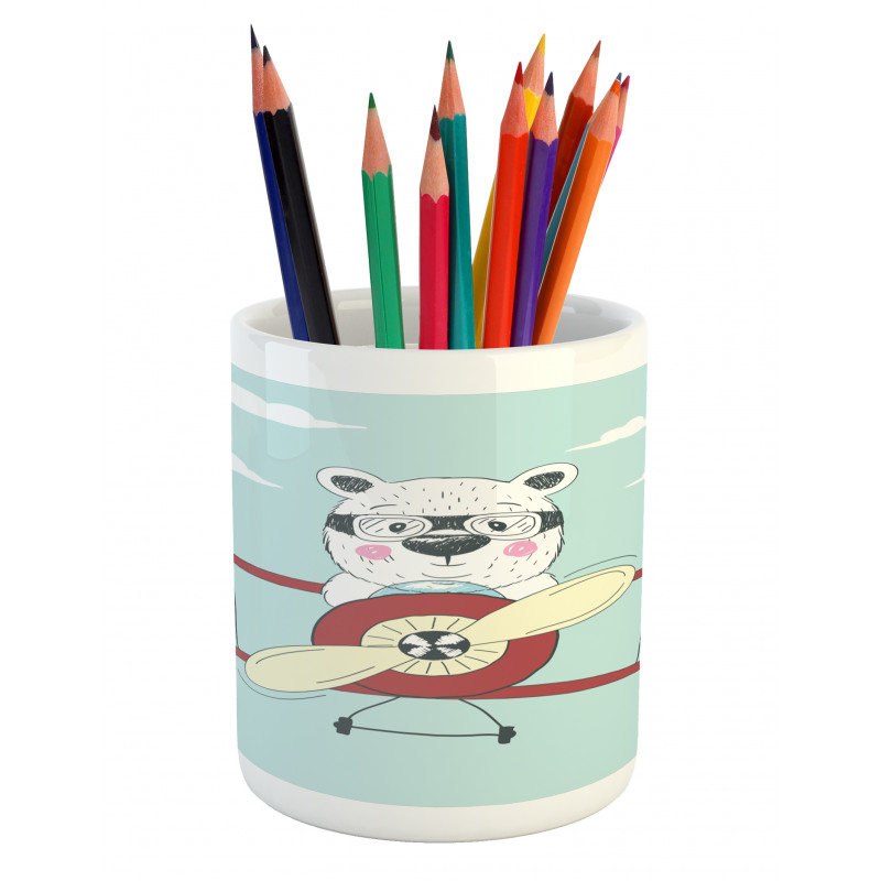 Pilot Bear in Plane Pencil Pen Holder