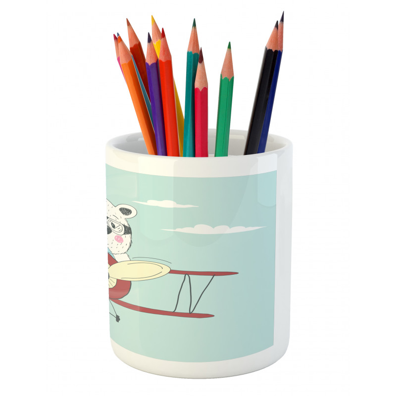 Pilot Bear in Plane Pencil Pen Holder