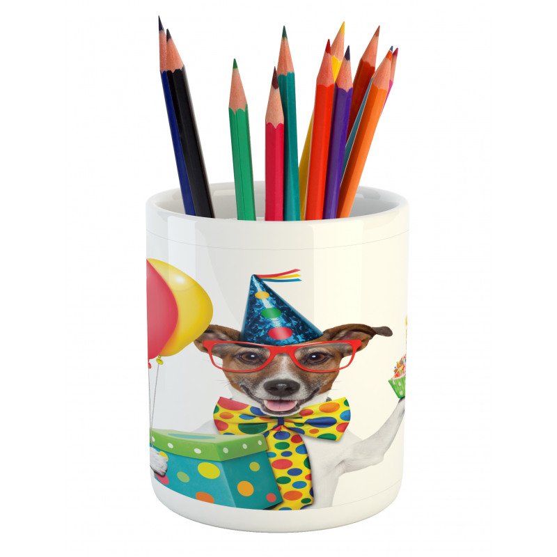 Party Dog and Balloons Pencil Pen Holder