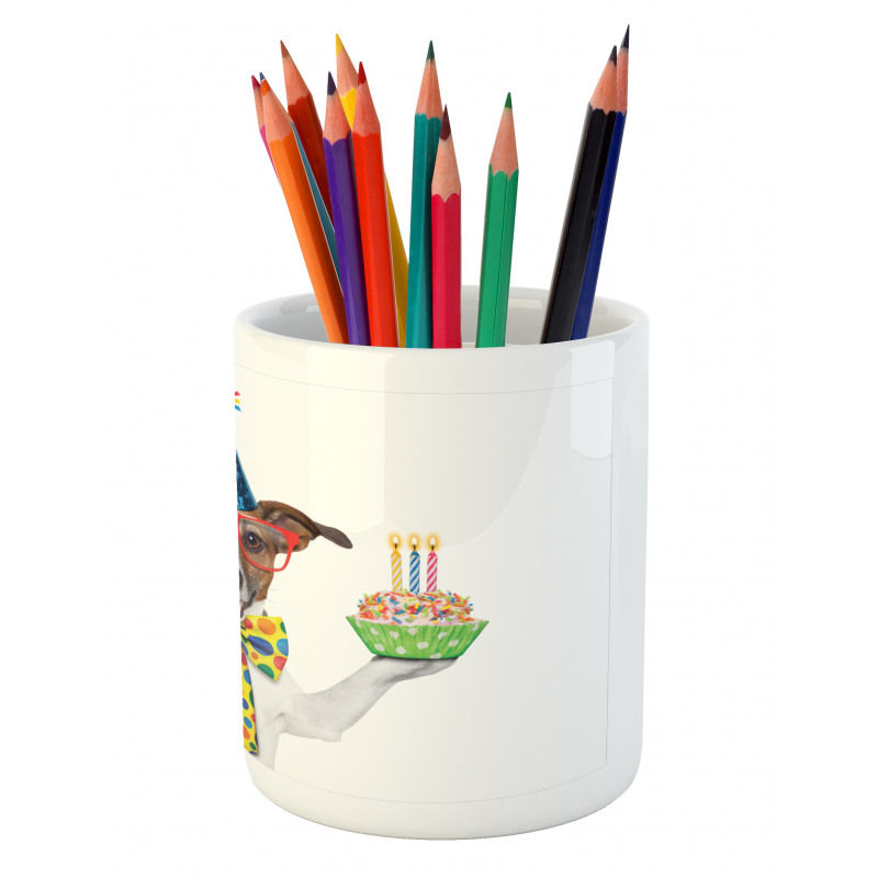 Party Dog and Balloons Pencil Pen Holder