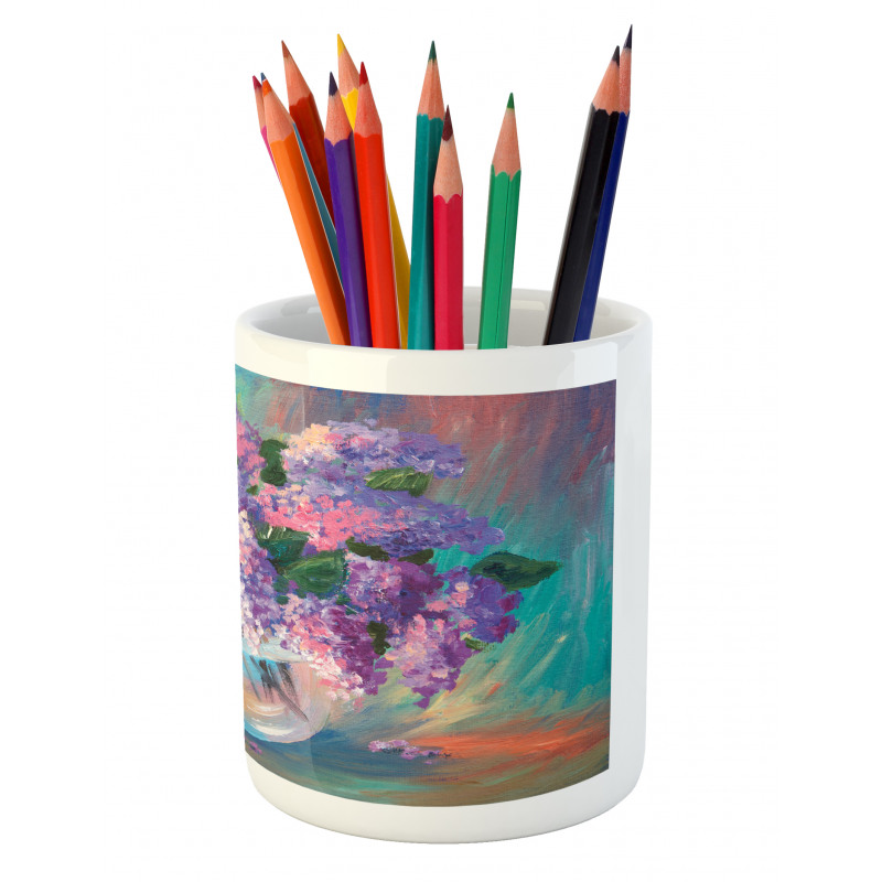 Oil Painting Flowers Art Pencil Pen Holder