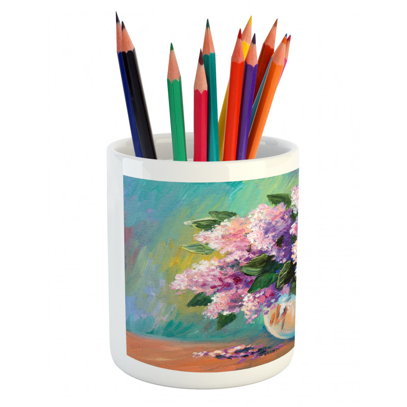 Oil Painting Flowers Art Pencil Pen Holder