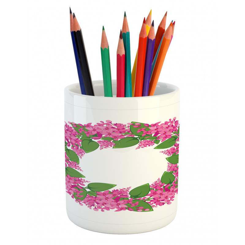 Pink Blossoms Wreath Pencil Pen Holder