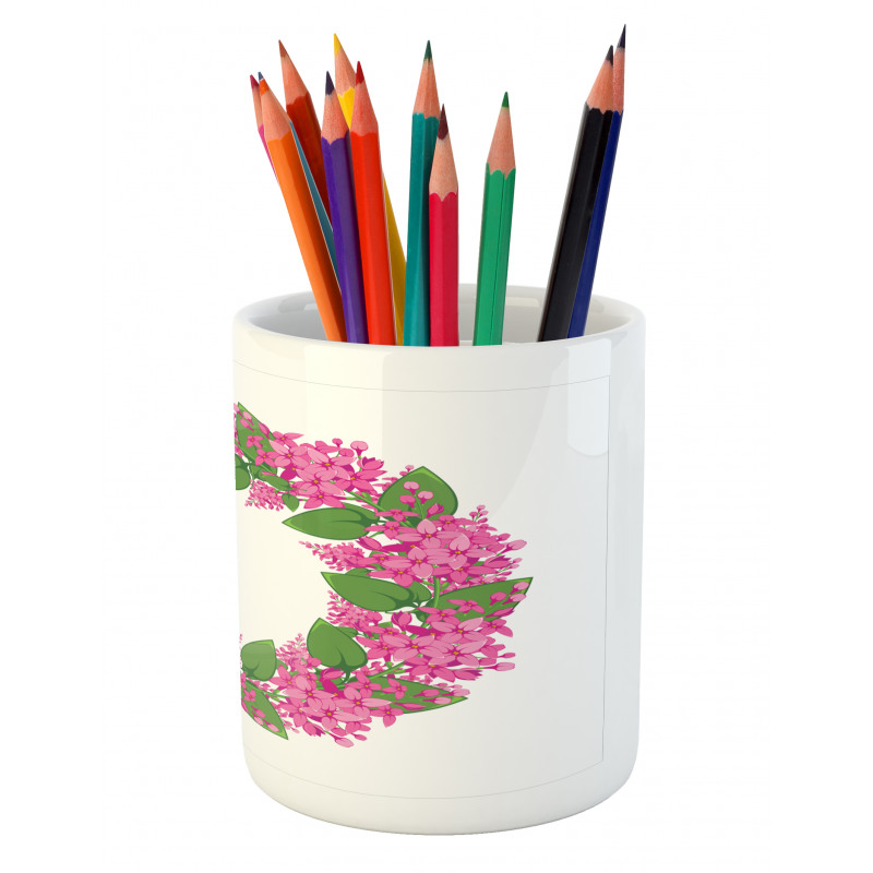 Pink Blossoms Wreath Pencil Pen Holder