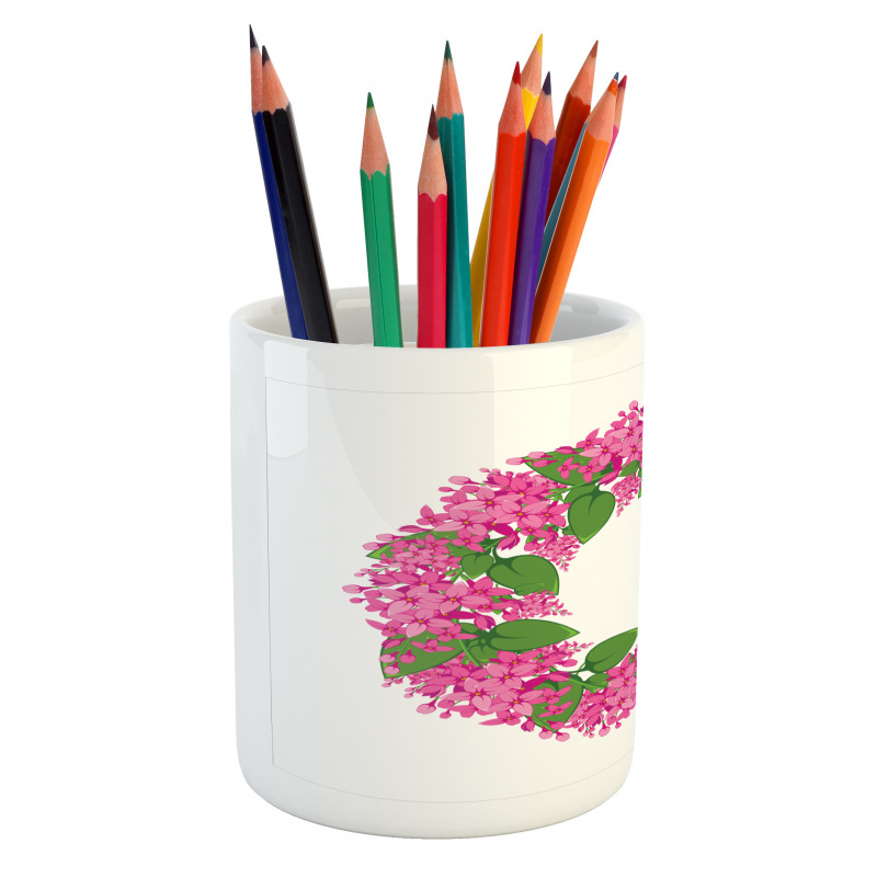 Pink Blossoms Wreath Pencil Pen Holder