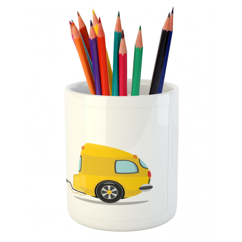 Retro Car with Trailer Pencil Pen Holder