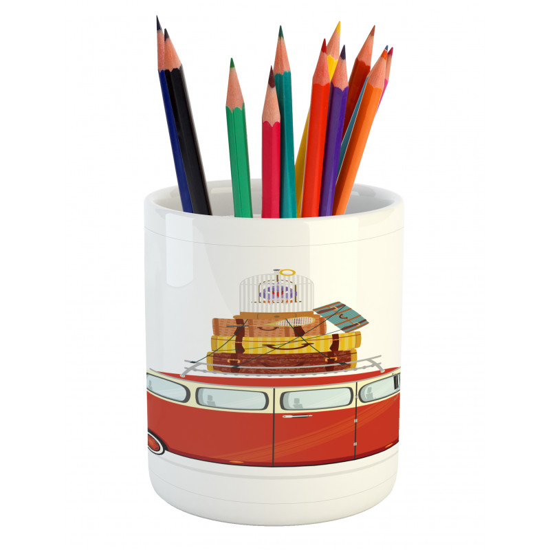 Cartoon Retro Minivan Pencil Pen Holder