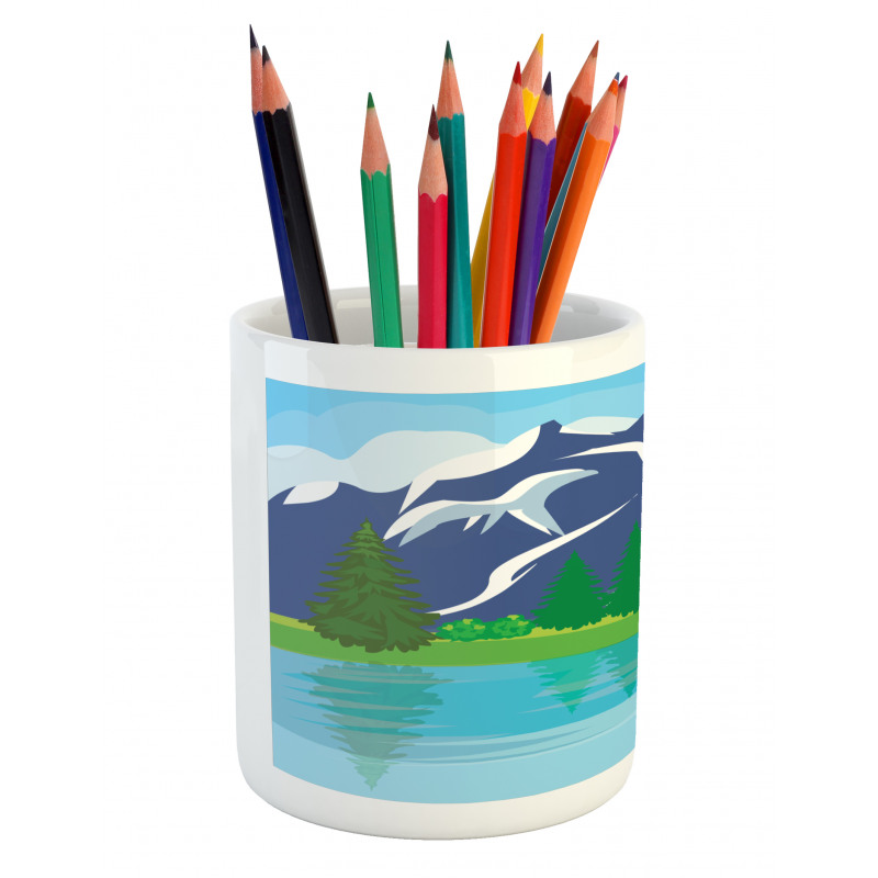 Cartoon Lake Landscape Pencil Pen Holder