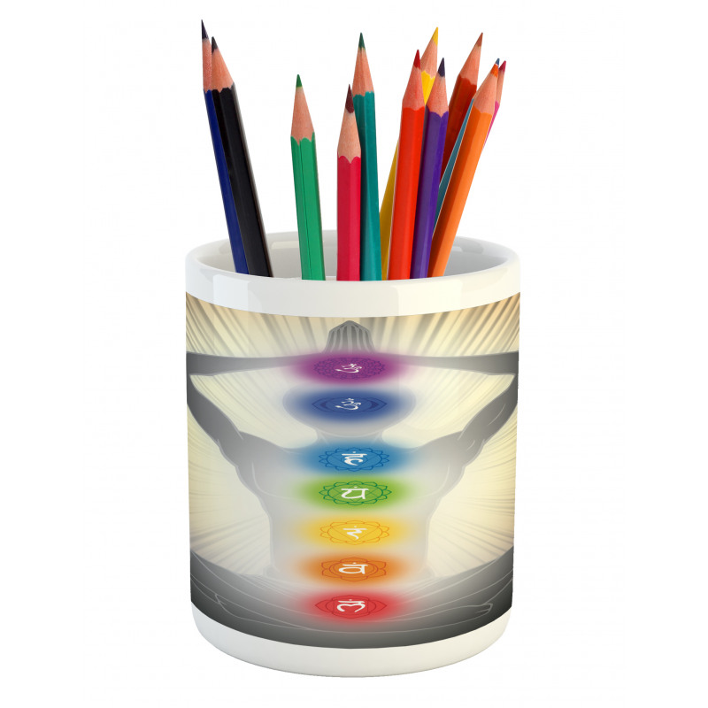 Athletic Man Mediating Pencil Pen Holder