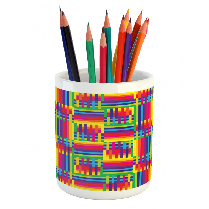 Striped Mosaic Pencil Pen Holder