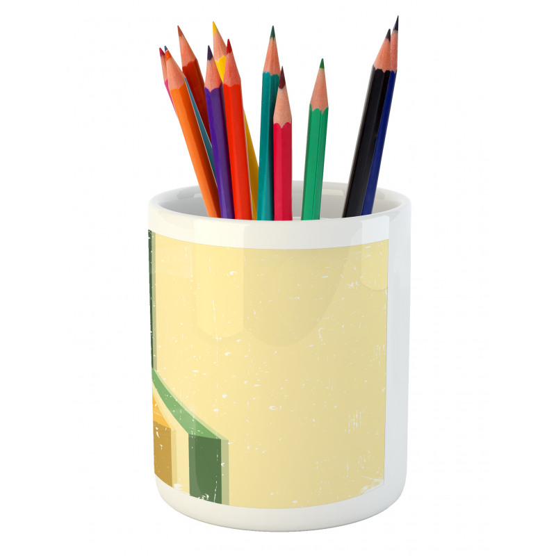 Vintage Colorful Strips Pencil Pen Holder