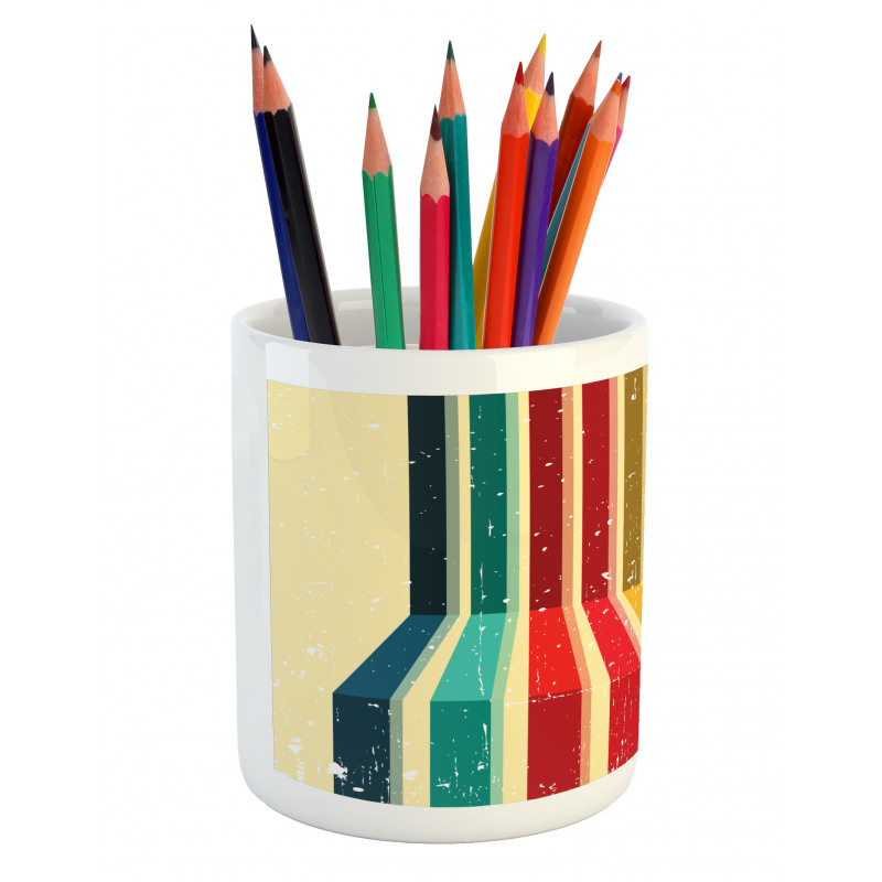 Vintage Colorful Strips Pencil Pen Holder