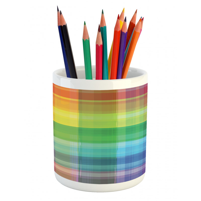 Retro Plaid Pencil Pen Holder