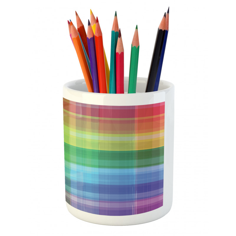 Retro Plaid Pencil Pen Holder