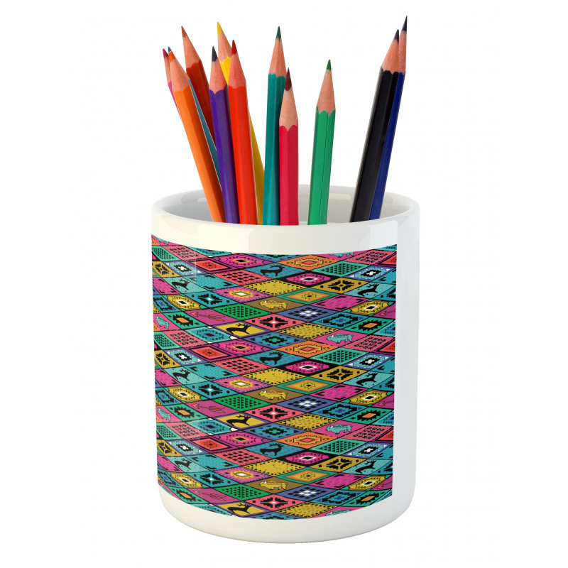 Boho Patchwork Pencil Pen Holder