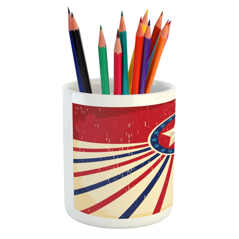 Vintage Stripes Pencil Pen Holder