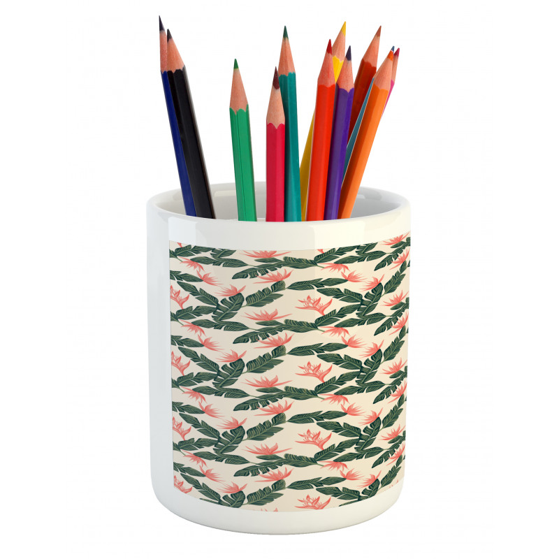 Exotic Flora and Leaves Pencil Pen Holder