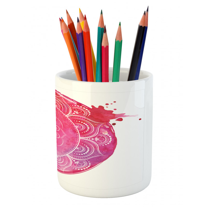 Pink Watercolor Mandala Pencil Pen Holder