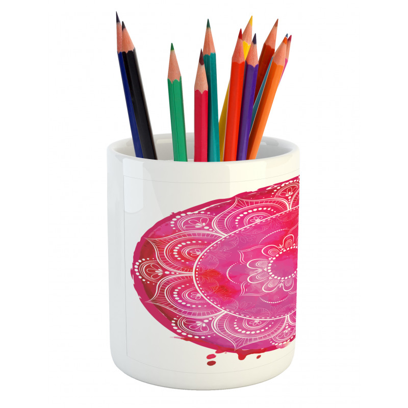 Pink Watercolor Mandala Pencil Pen Holder